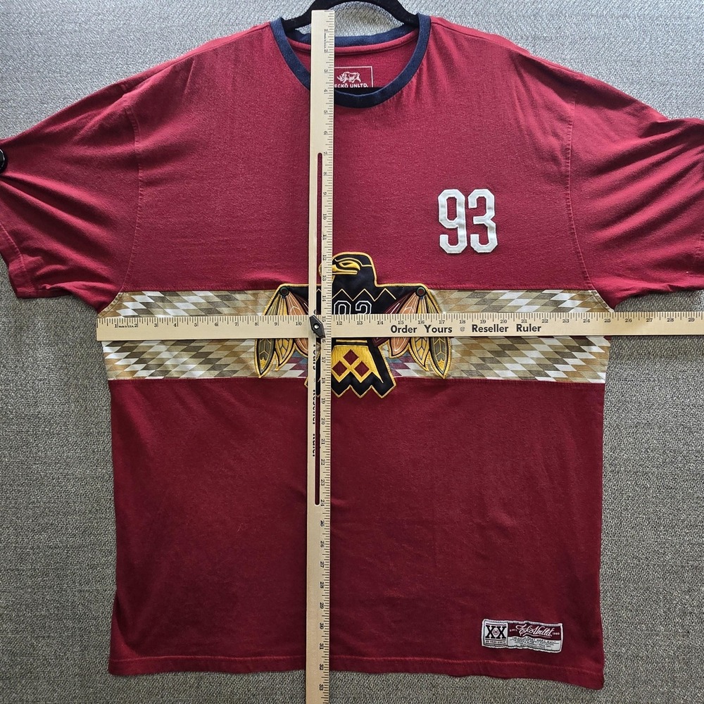 Ecko Unltd Shirt Mens 3XL Red 93 Eagle Aztec Graphic Embroidered Streetwear - Picture 7 of 10